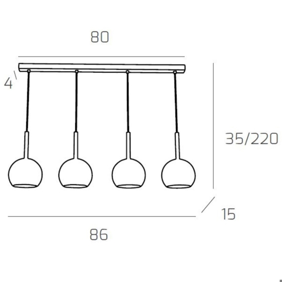 Top light lampadario per cucina vetri trasparenti