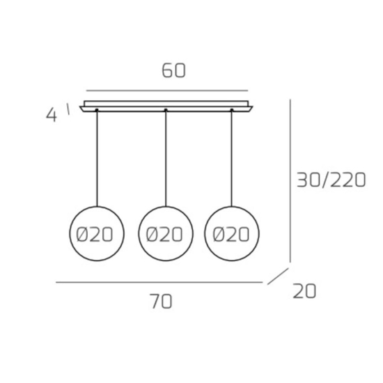 Lampadario toplight per isola cucina sfere vetro multicolor