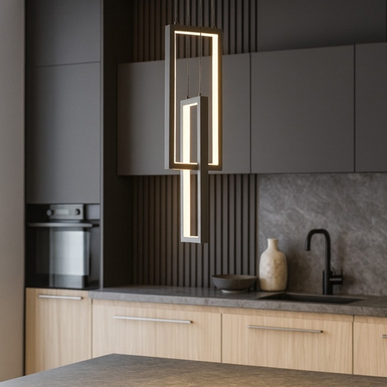 Lampadario da cucina nero led 3200k cavi regolabili