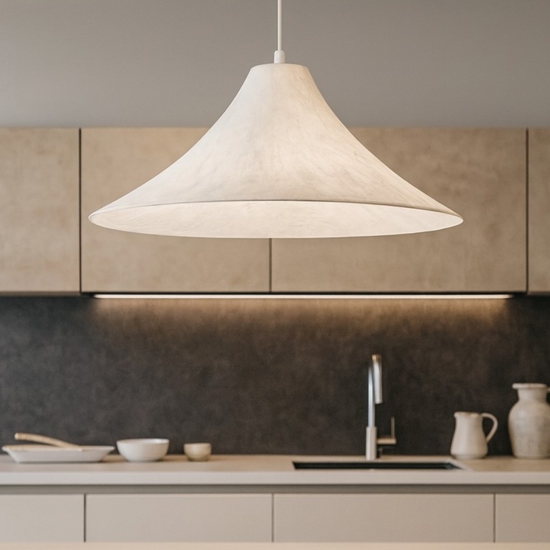 Lampadario per cucina 65cm in seta bianca cupola moderna