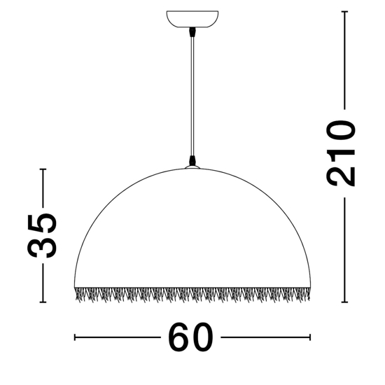 Lampadario cupola bianca 60cm fibra di vetro per cucina moderna
