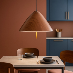 Lampadario cono effetto legno led 17w 3000k per cucina