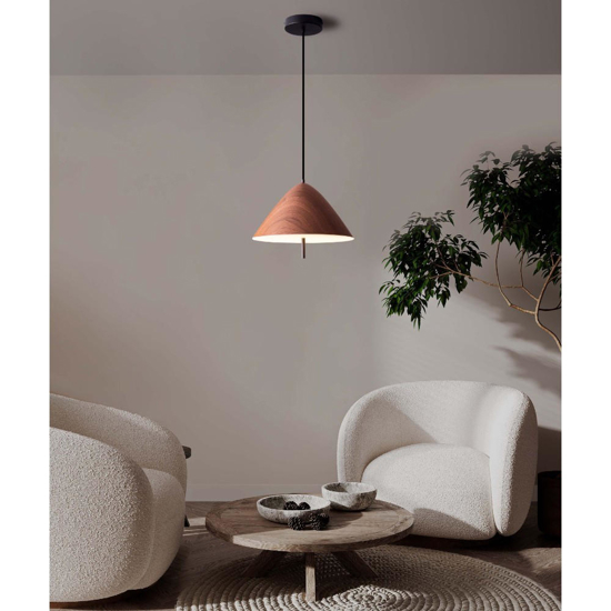 Lampadario cono effetto legno led 17w 3000k per cucina
