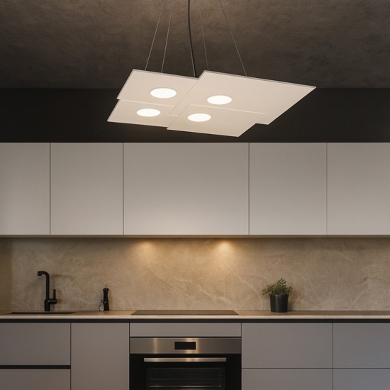 Toplight lampadario led per cucina plate bianco design