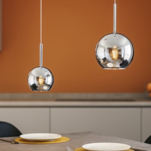 Visualizza i dettagli per Lampadario per cucina 2 luci con decentramento vetri cromo top light Lampadario per cucina 2 luci con decentramento vetri cromo top light