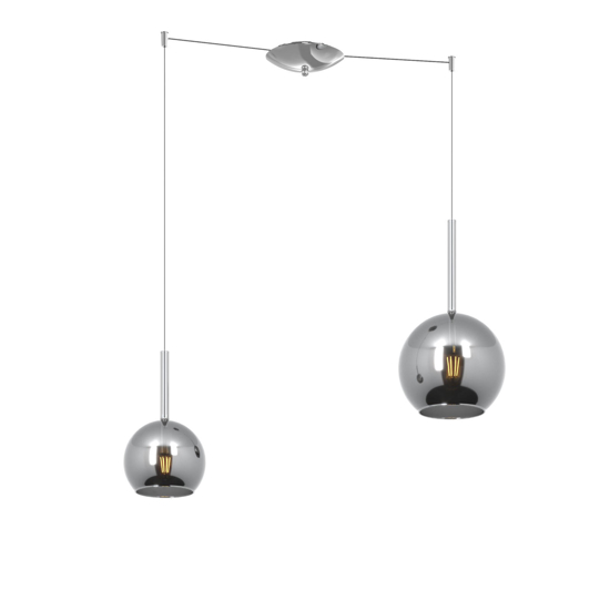 Lampadario per cucina 2 luci con decentramento vetri cromo top light