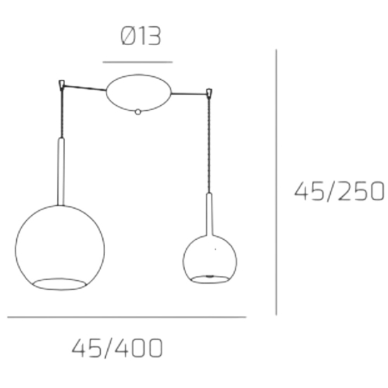 Lampadario per cucina 2 luci con decentramento vetri cromo top light