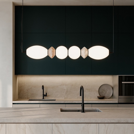 Lampadario per cucina moderna led 3000k in vetro e ceramica
