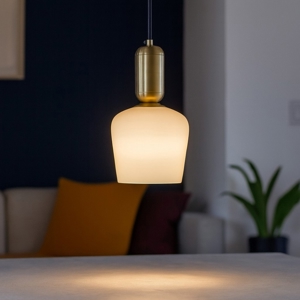 Lampada a sospensione oro con vetro fp 