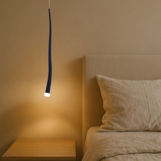 Lampada a sospensione led nera design moderna fp