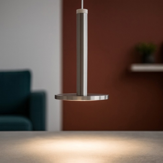 Lampada a sospensione led 11w 3000k moderna disco alluminio