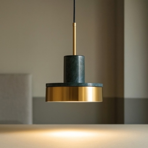 Lampada marmo verde oro a sospensione per isola fp