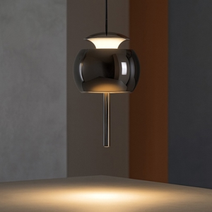 Lampada a sospensione design moderna vetro cromo nero led 3000k