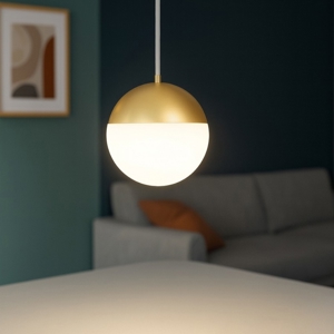 Lampada a sospensione dorata sfera led 10w 3000k