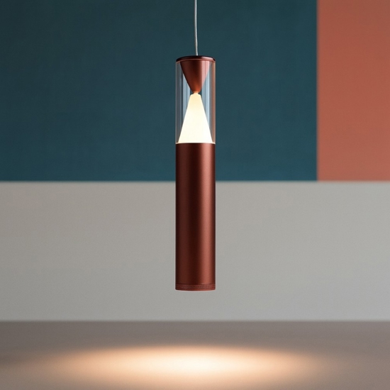 Lampada a sospensione cilindro design oro rosa led 7w 3000k