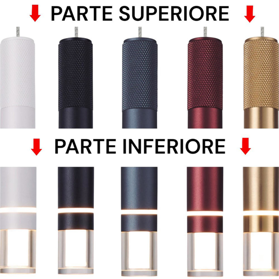Lampada a sospensione led 7w 3000k cilindro design antracite