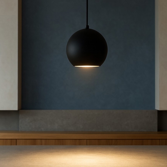 Lampada led sfera nera per isola