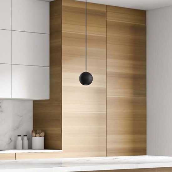 Lampada led sfera nera per isola
