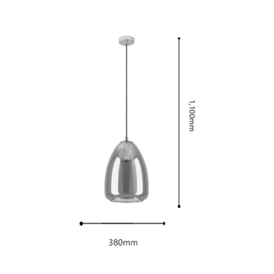 Eglo alobrase lampada a sospensione 30cm vetro fume specchiato