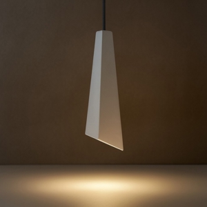 Lampada pendente a sospensione bianca in gesso assimetrica