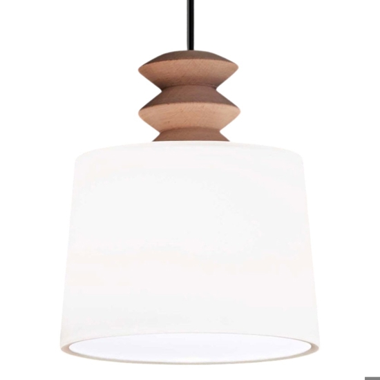 Lampada a sospensione vetro bianco legno fp