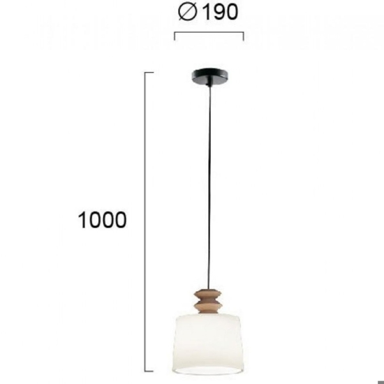 Lampada a sospensione vetro bianco legno fp