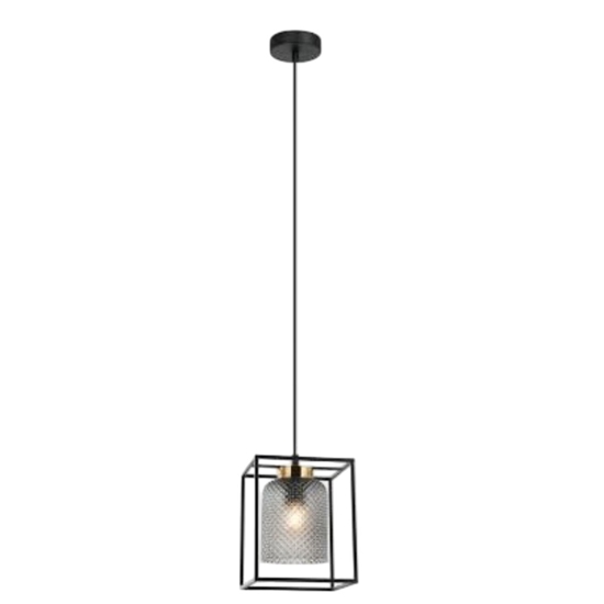 Lampada a sospensione nera in vetro fp
