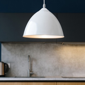 Visualizza i dettagli per Lampada a sospensione cupola metallo bianco argento fp Lampada a sospensione cupola metallo bianco argento fp