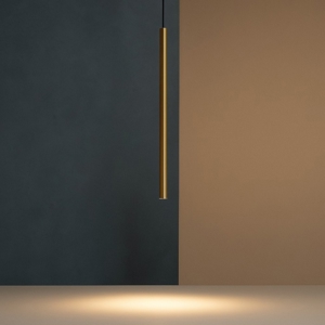 Lampada a sospensione cilindro oro satinato