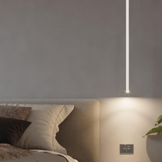 Lampada a sospensione bianca moderna cilindro sottile per comodini