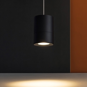 Lampada sospensione pendente cilindro nero moderna