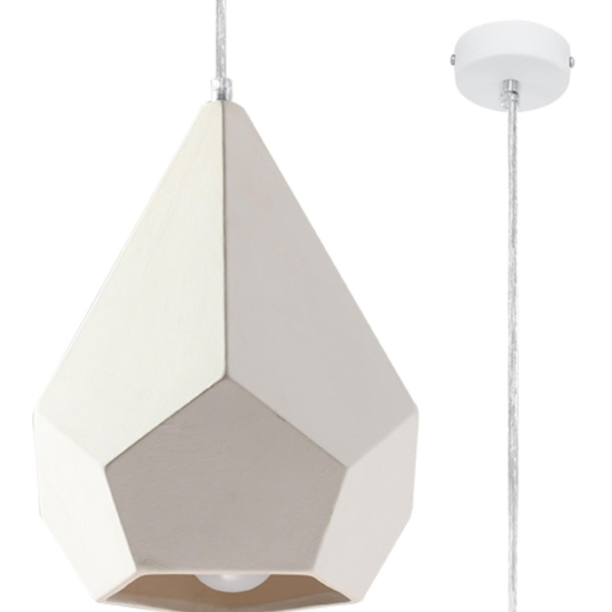 Lampada a sospensione prismatico di gesso bianco