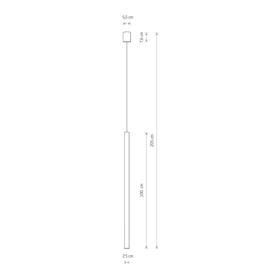 Lampada a sospensione nera cilindro lungo 100 cm