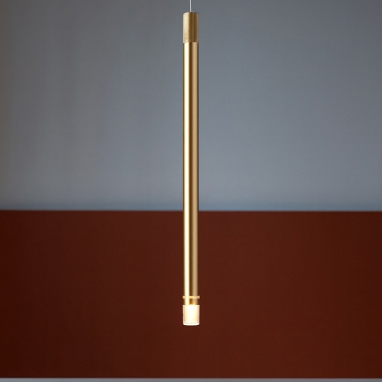 Lampada a sospensione led 7w 3000k cilindro oro sottile design
