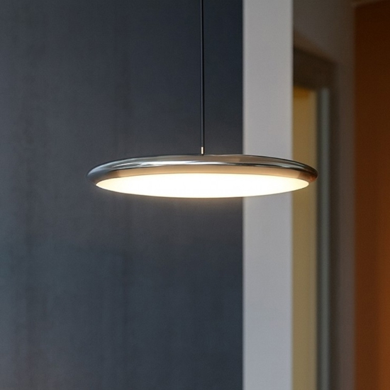 Linea light vivaldi lampada disco cromato a sospensione led 6w 3000k