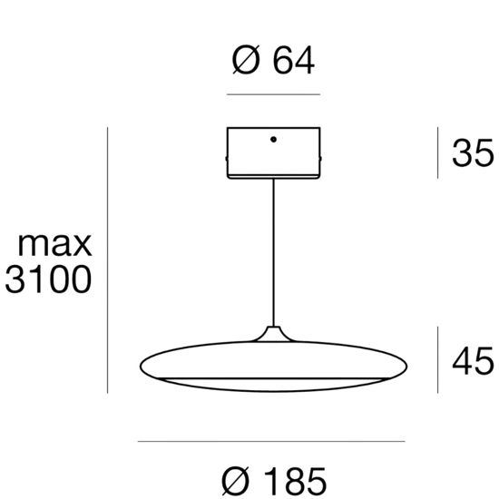 Linea light vivaldi lampada disco cromato a sospensione led 6w 3000k