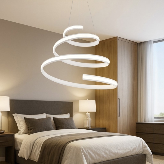 Lampadario per camera da letto led 40w 3000k spiral vivida