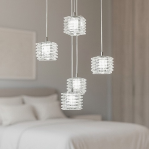 Lampadario stanza da letto vetri top light rubik