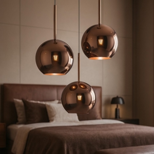 Lampadario per camera da letto sfere rame
