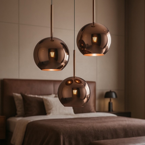 Lampadario per camera da letto sfere rame