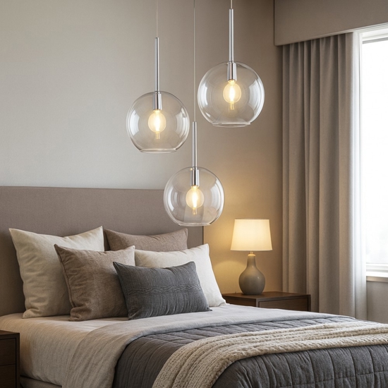 Lampadario per camera da letto vetri trasparenti