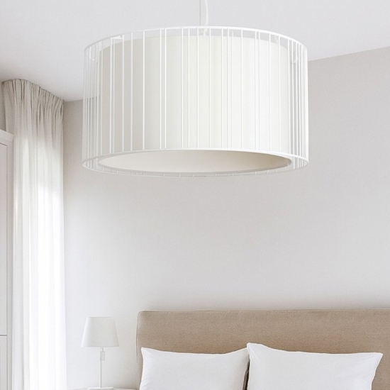 Lampadario per camera da letto griglia di metallo paralume bianco