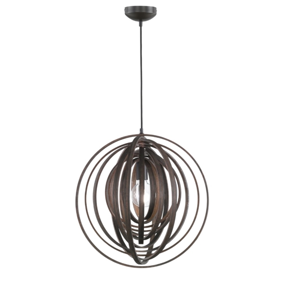 Lampadario cerchi di legno marrone design per camera da letto