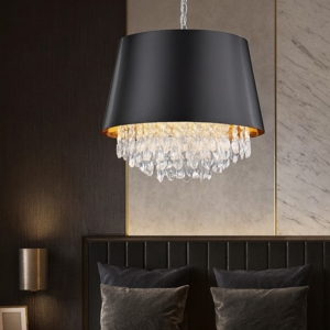 Lampadario paralume nero oro per camera da letto
