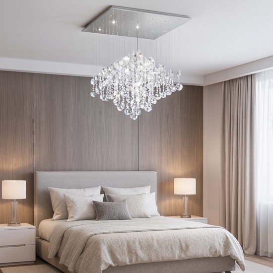 Lampadario di cristallo per camera da letto affralux rotondo