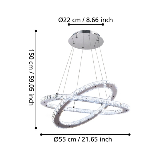 Varrazo eglo lampadario anelli di cristallo per stanza da letto