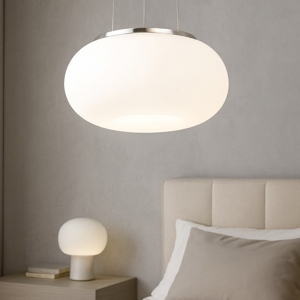 Lampadario da camera da letto di vetro bianco optica eglo