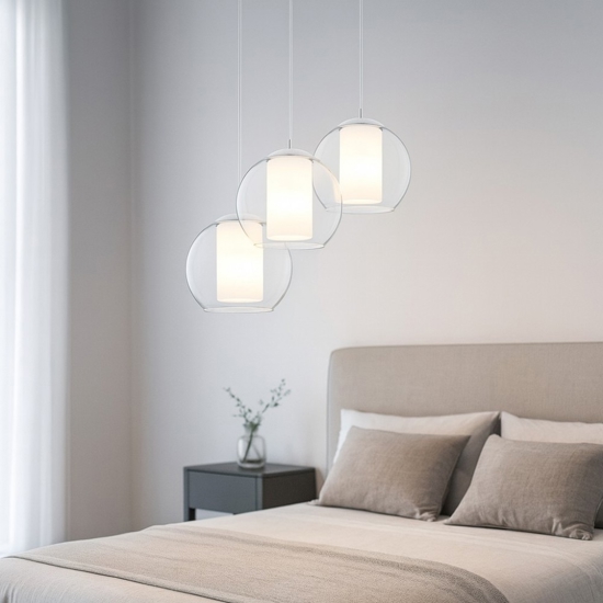 Lampadario per camera da letto sfere vetro a cascata bolsano eglo