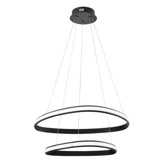 Lampadario camera moderna nero cerchi led 48w 3000k