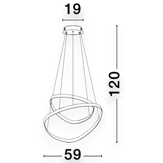 Lampadario camera moderna nero cerchi led 48w 3000k